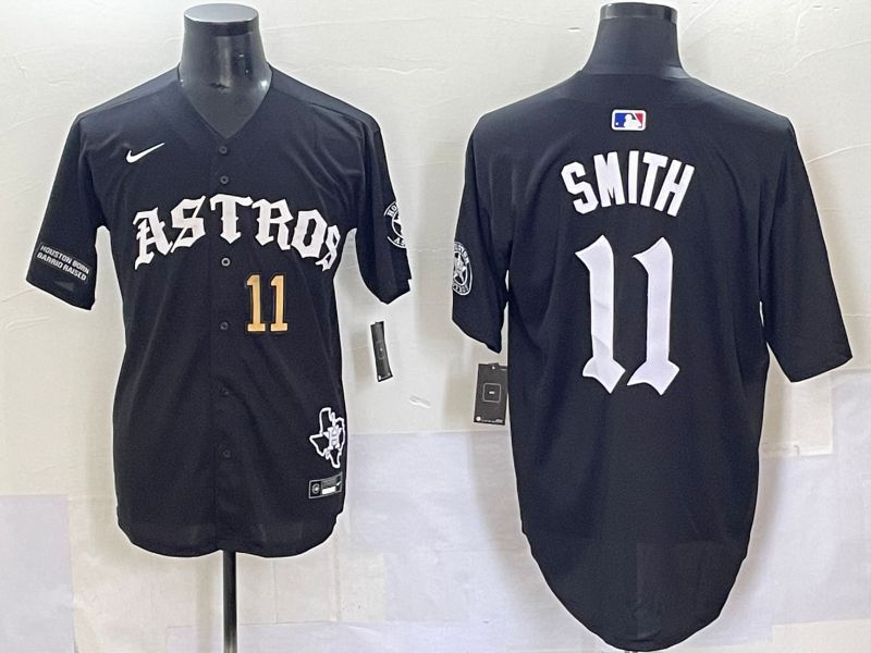 Men 2025 Houston Astros #11 Smith Black Seven generations Joint Name Nike MLB Jersey style 7047->houston astros->MLB Jersey
